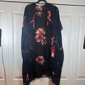 Floral Black Kimono Cardigan
